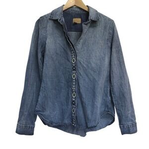 Driftwood Women's Sadie Embroidered Denim Button Up Shirt Size S Southwestern